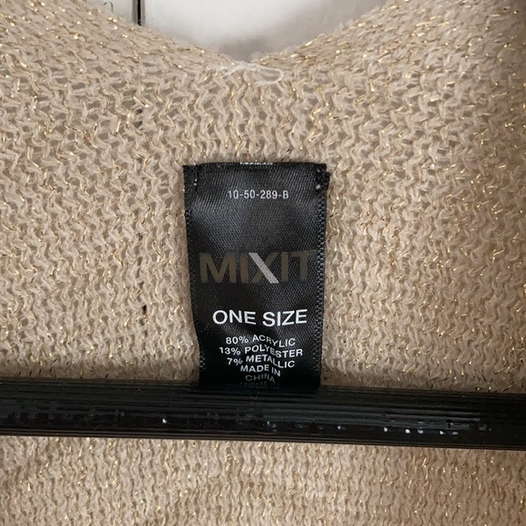 MixIt Beige Poncho with Gold Thread - One Size - Picture 2 of 3